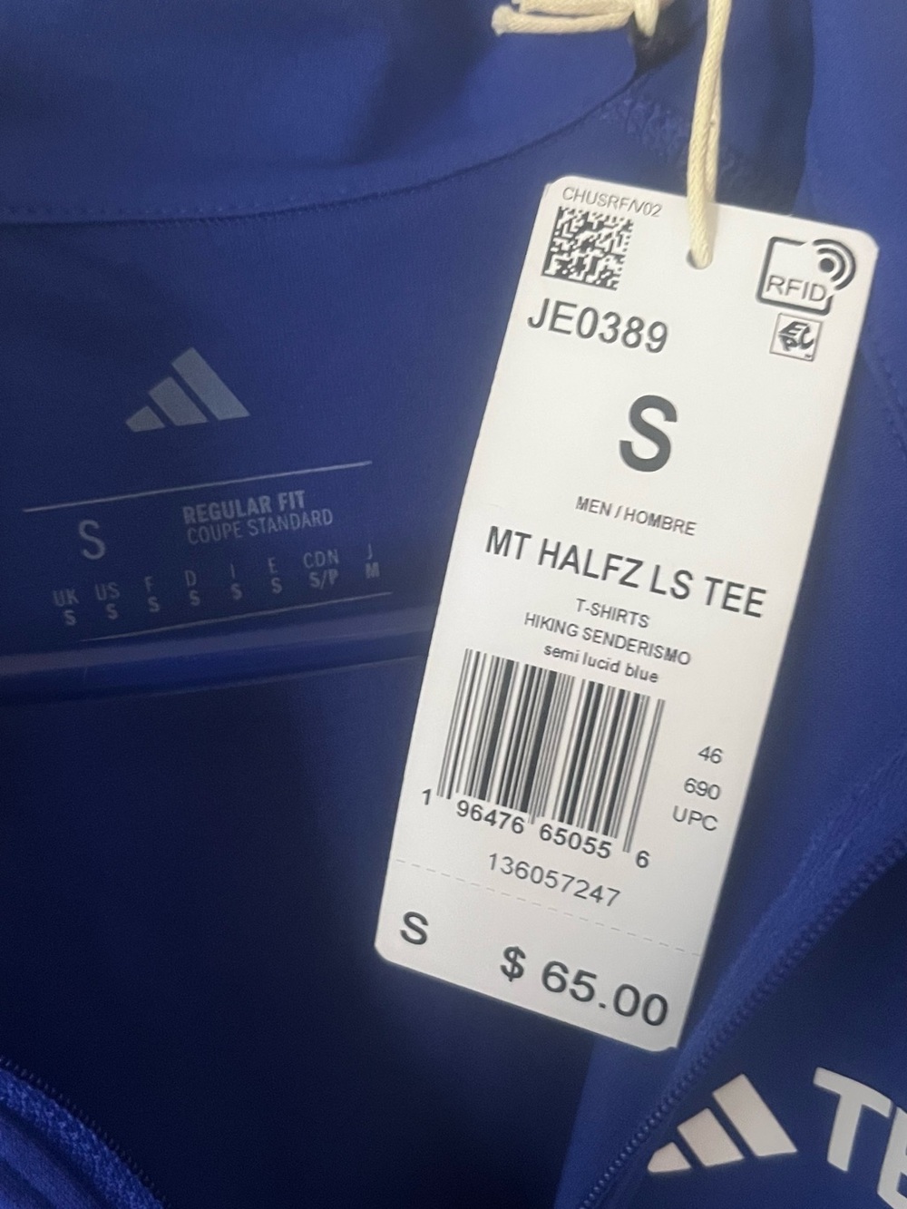 adidas Semi Lucid Blue Long Sleeve MT Halfz Tee